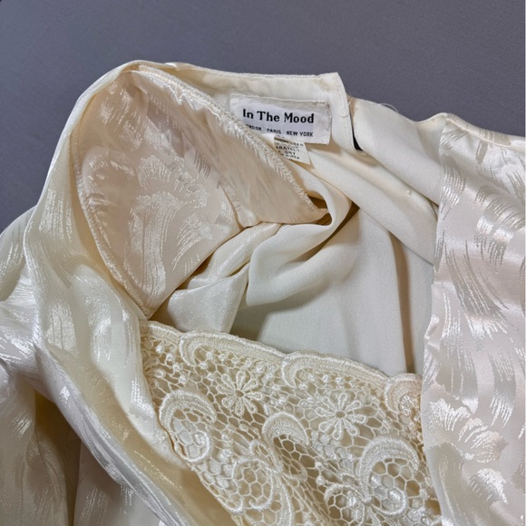 In The Mood Vintage Lace Pleated Ivory Dress Size 10 Long Sleeve 80's 90’s - Picture 11 of 16